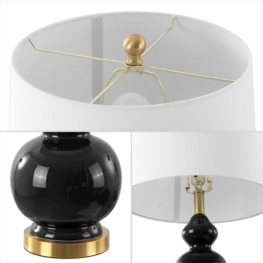 Bowen Contemporary Transitional Ceramic Gourd LED Table Lamp. Picture 3