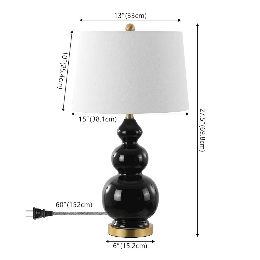 Bowen Contemporary Transitional Ceramic Gourd LED Table Lamp. Picture 2