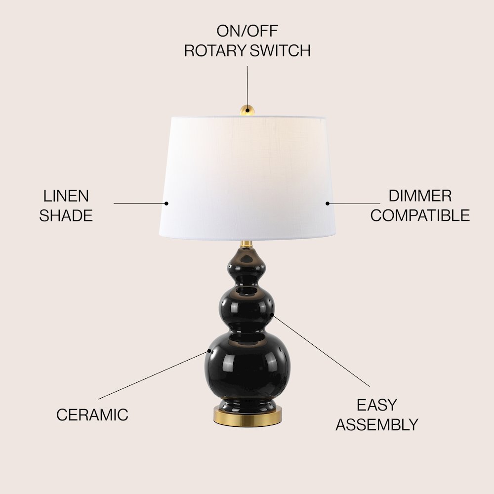 Bowen Contemporary Transitional Ceramic Gourd LED Table Lamp. Picture 1