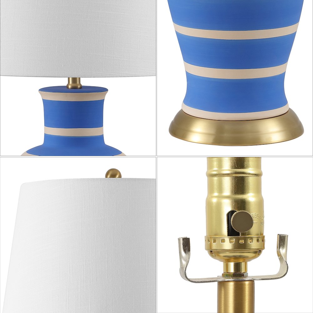 Julian 29" Traditional Classic Ceramic Urn LED Table Lamp, Blue/Beige. Picture 4