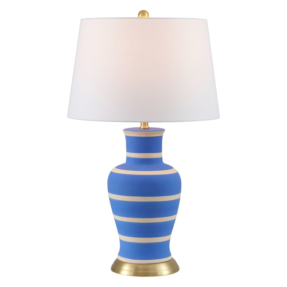 Julian 29" Traditional Classic Ceramic Urn LED Table Lamp, Blue/Beige. Picture 1