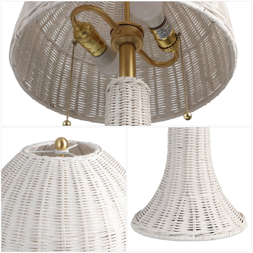 Joanie 22" Bohemian Rustic Iron LED Table Lamp, White/Brass Gold. Picture 4