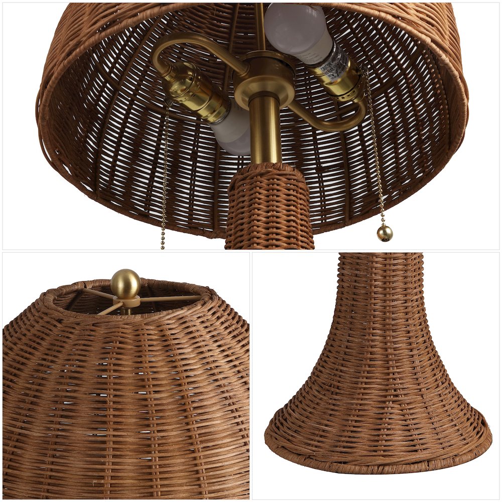 Joanie 22" Bohemian Rustic Iron LED Table Lamp, Dark Brown/Brass Gold. Picture 4