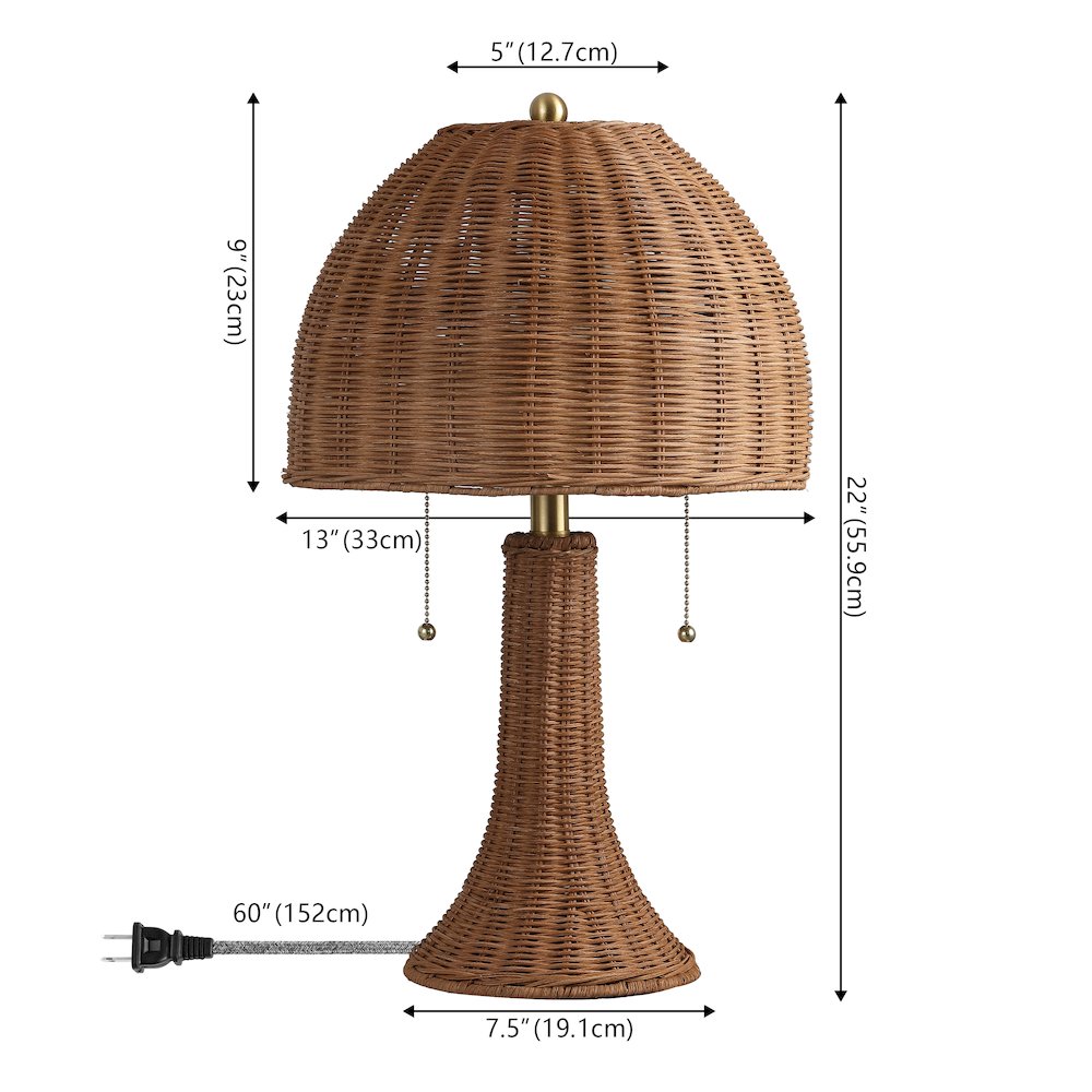 Joanie 22" Bohemian Rustic Iron LED Table Lamp, Dark Brown/Brass Gold. Picture 6