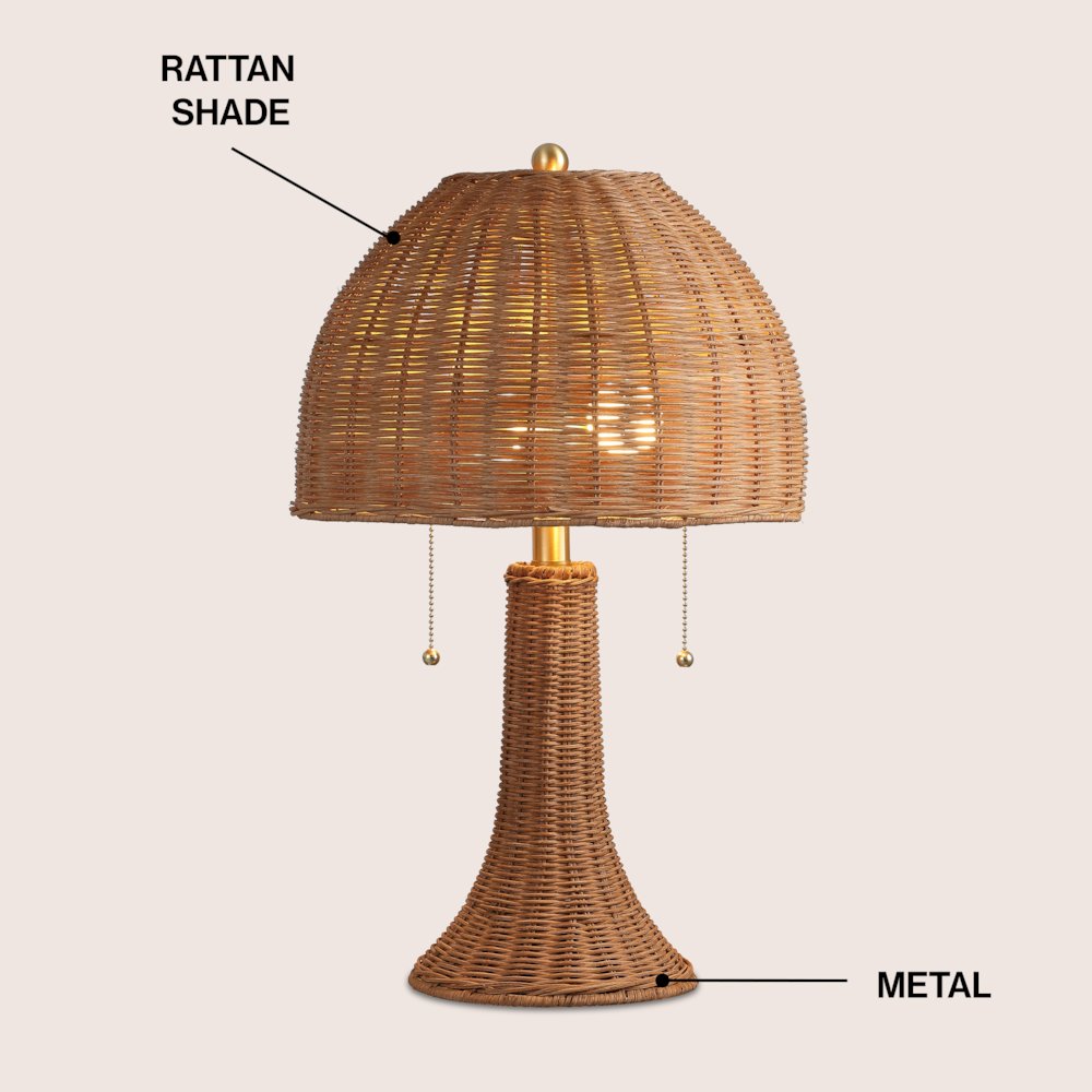 Joanie 22" Bohemian Rustic Iron LED Table Lamp, Dark Brown/Brass Gold. Picture 3