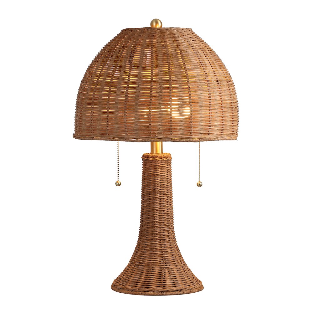 Joanie 22" Bohemian Rustic Iron LED Table Lamp, Dark Brown/Brass Gold. Picture 1