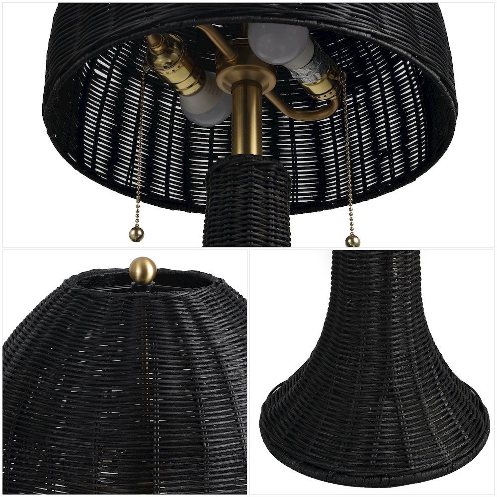 Joanie 22" Bohemian Rustic Iron LED Table Lamp, Black/Brass Gold. Picture 4