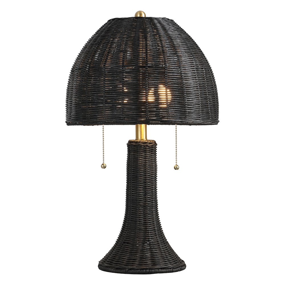 Joanie 22" Bohemian Rustic Iron LED Table Lamp, Black/Brass Gold. Picture 1