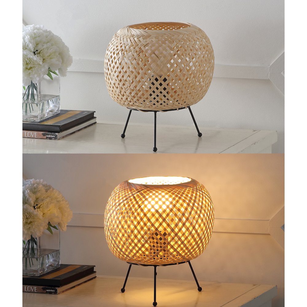 Palma Bohemian Rustic Ironrattan Led Mini Table Lamp With Smart Bulb. Picture 7