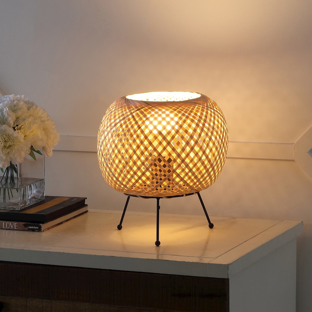 Palma Bohemian Rustic Ironrattan Led Mini Table Lamp With Smart Bulb. Picture 5