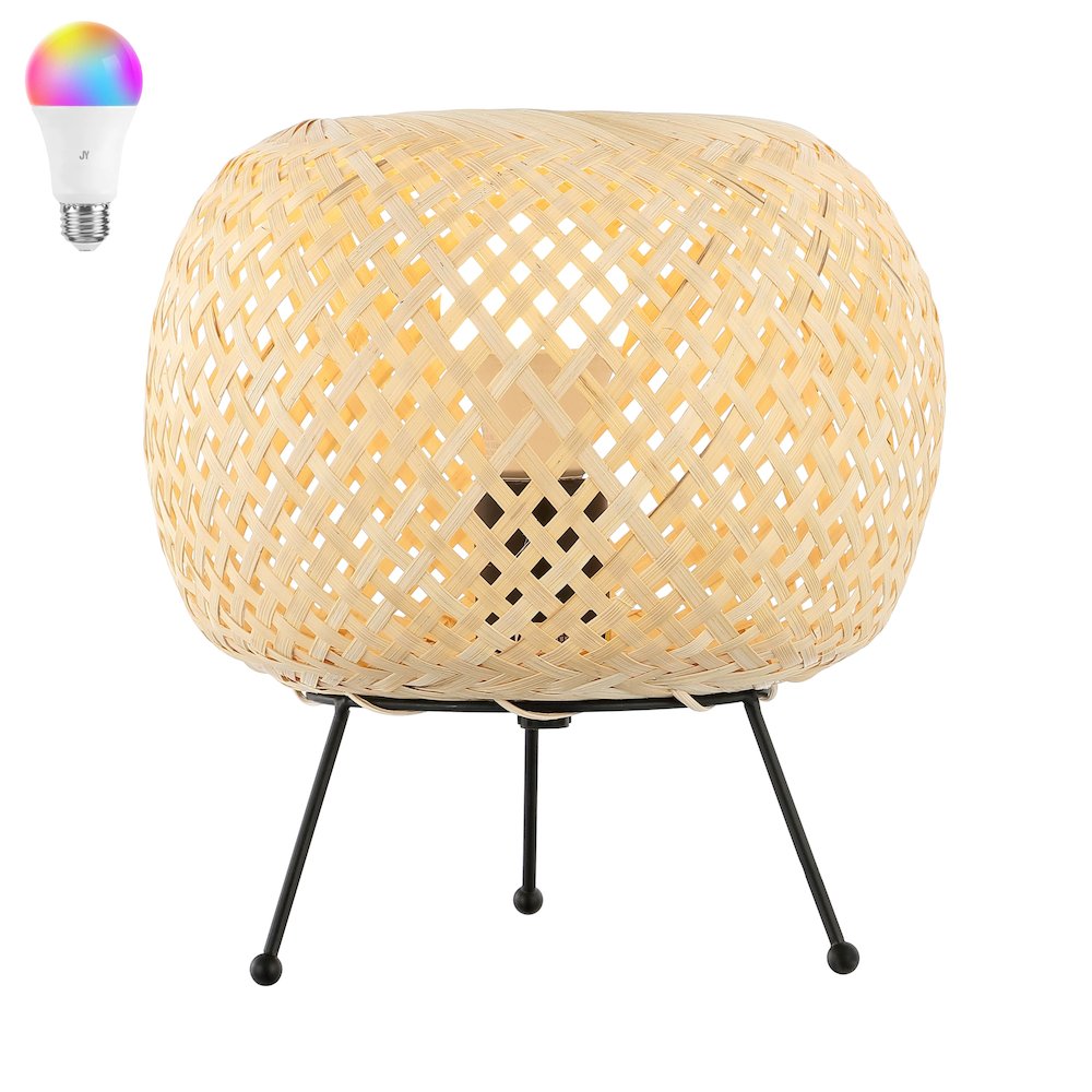 Palma Bohemian Rustic Ironrattan Led Mini Table Lamp With Smart Bulb. Picture 4