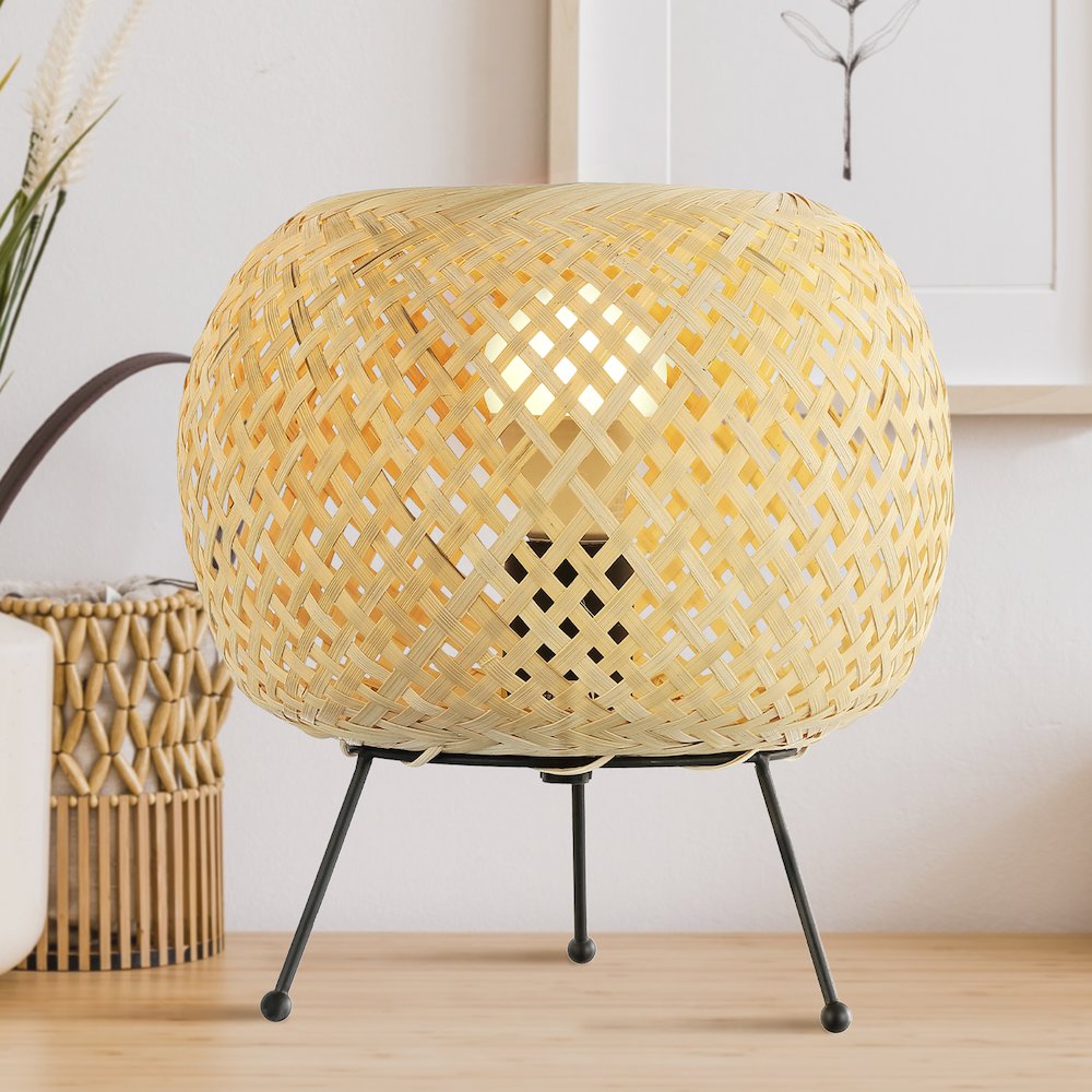 Palma Bohemian Rustic Ironrattan Led Mini Table Lamp With Smart Bulb. Picture 6