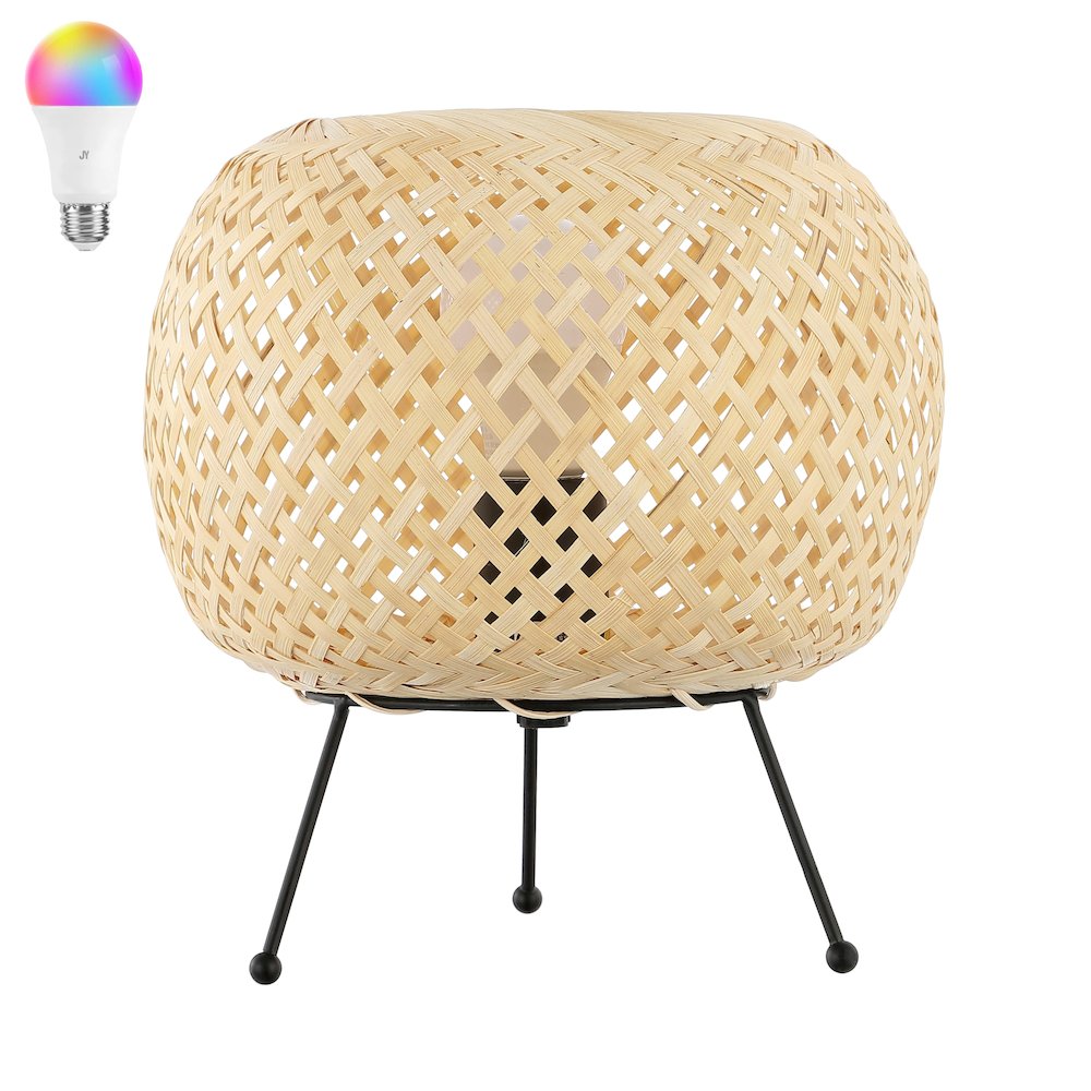 Palma Bohemian Rustic Ironrattan Led Mini Table Lamp With Smart Bulb. Picture 1