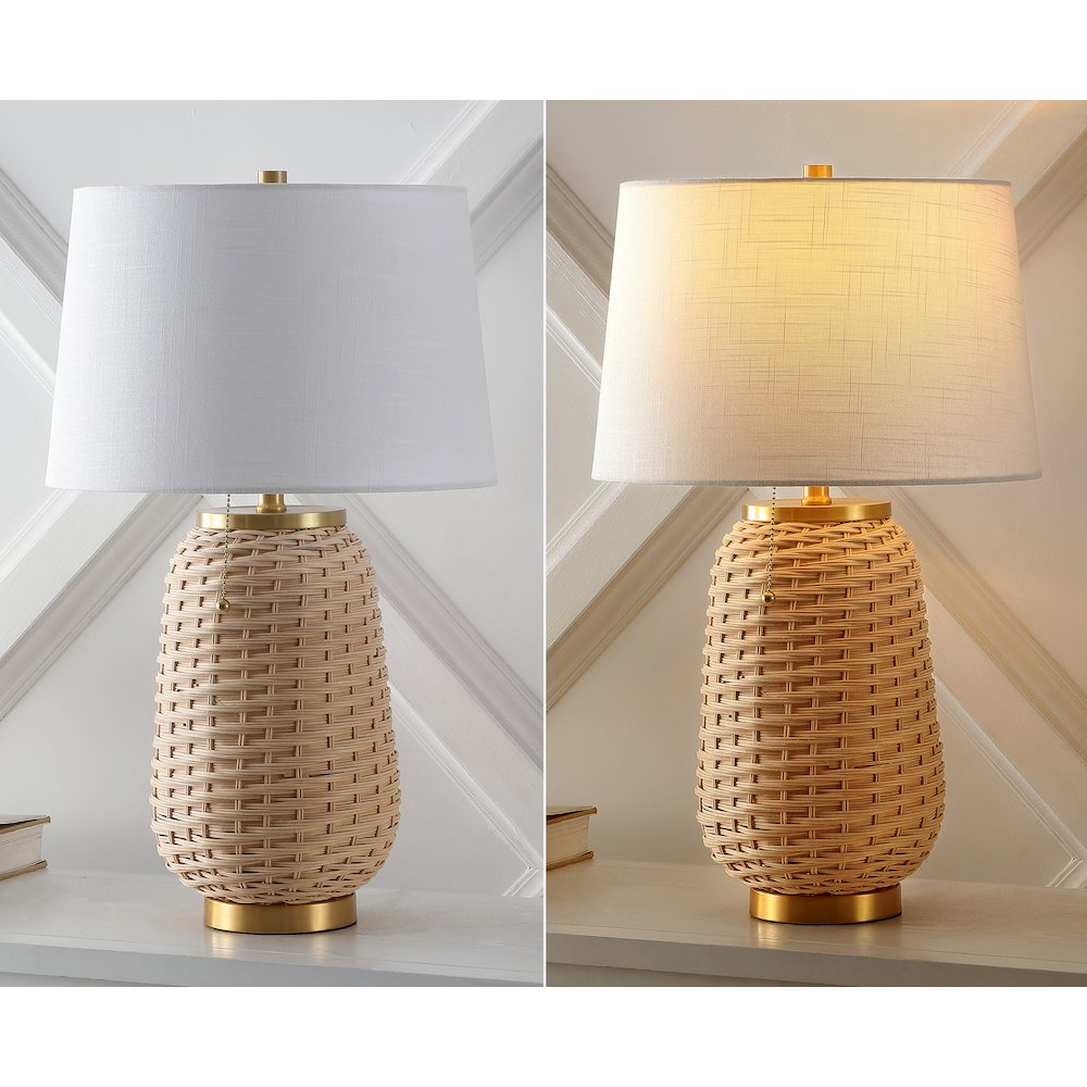 Chakrii Rustic Bohemian Ironrattan Led Table Lamp With Pull Chain. Picture 7