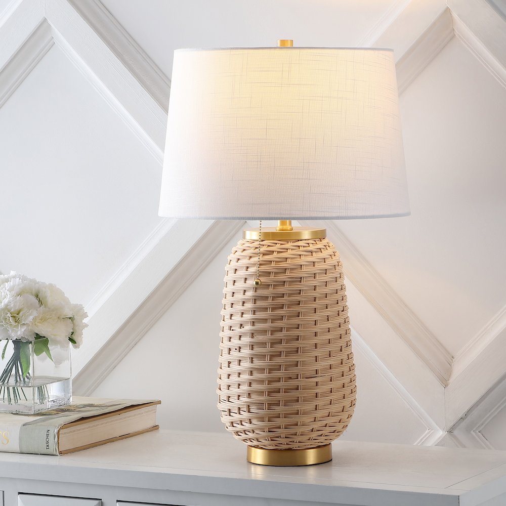 Chakrii Rustic Bohemian Ironrattan Led Table Lamp With Pull Chain. Picture 5