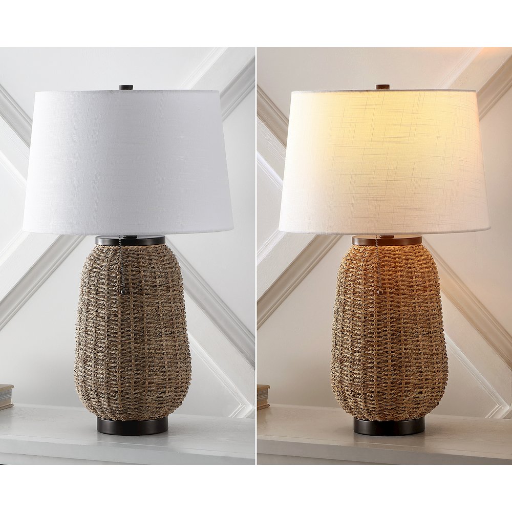 Chakrii Rustic Bohemian Ironrattan Led Table Lamp With Pull Chain. Picture 7