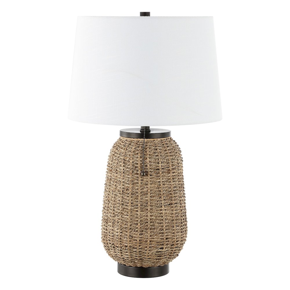 Chakrii Rustic Bohemian Ironrattan Led Table Lamp With Pull Chain. Picture 1