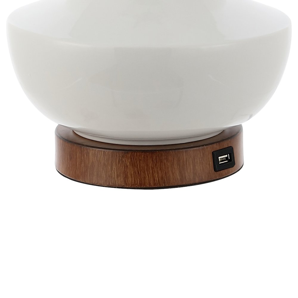 Finn Vintage Minimalist Iron/Ceramic Led Mini Table Lamp With Usb Charging Port. Picture 3
