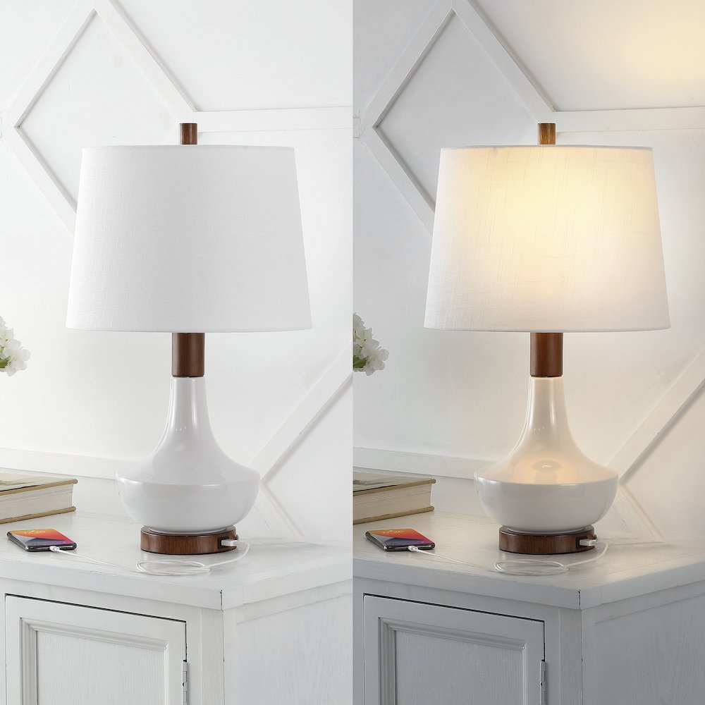 Finn Vintage Minimalist Iron/Ceramic Led Mini Table Lamp With Usb Charging Port. Picture 7