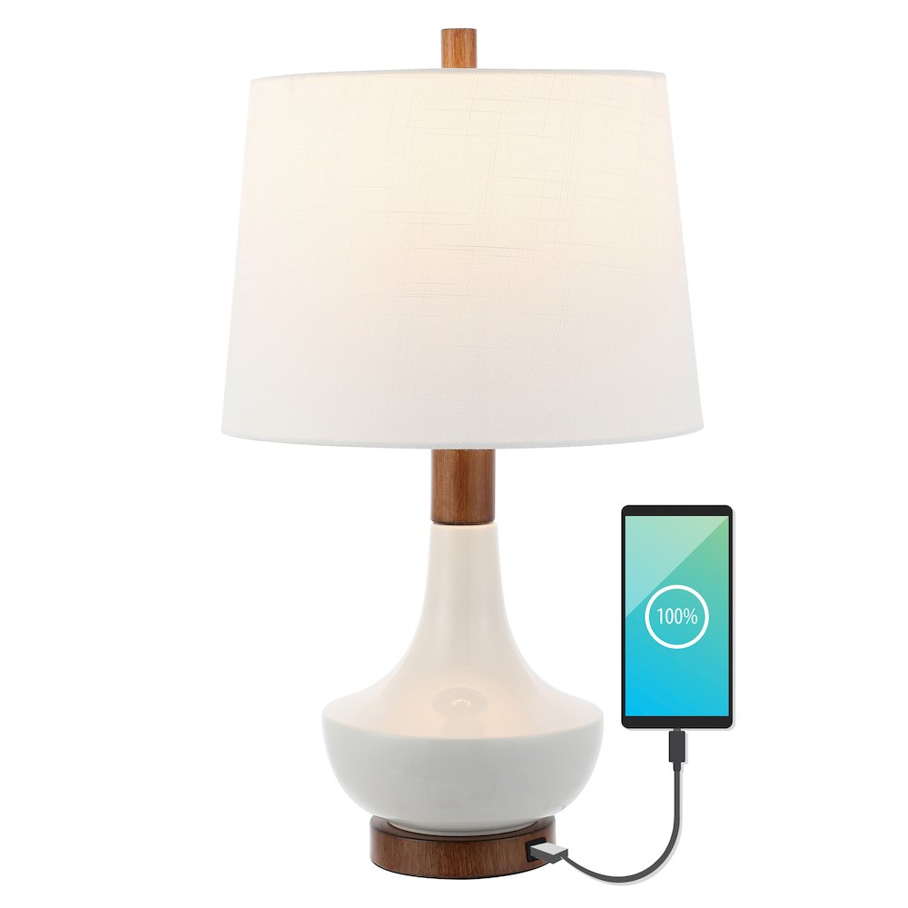 Finn Vintage Minimalist Iron/Ceramic Led Mini Table Lamp With Usb Charging Port. Picture 4