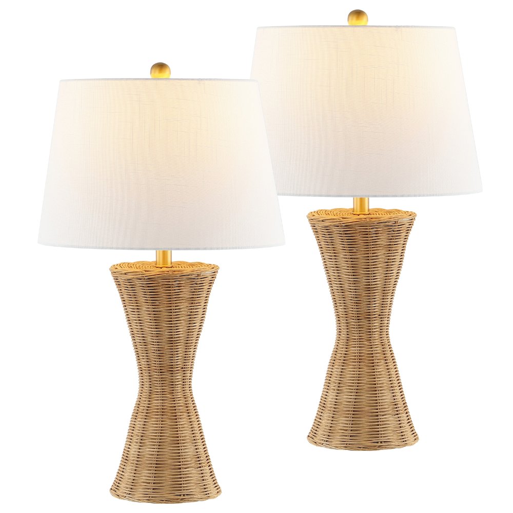 Laura Coastal Designer Iron/Rattan Wicker Led Table Lamp. Picture 1