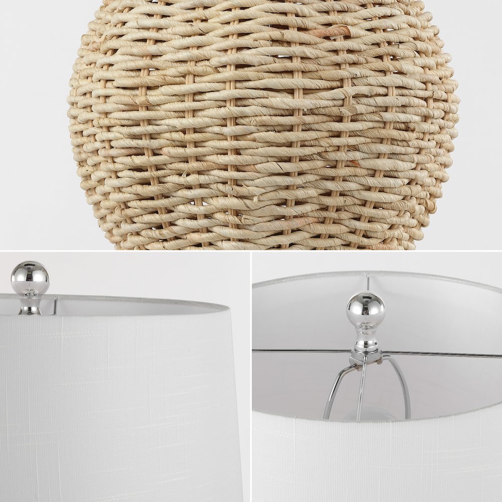 Nora Rustic Coastal Rattan Globe Led Table Lamps. Picture 2