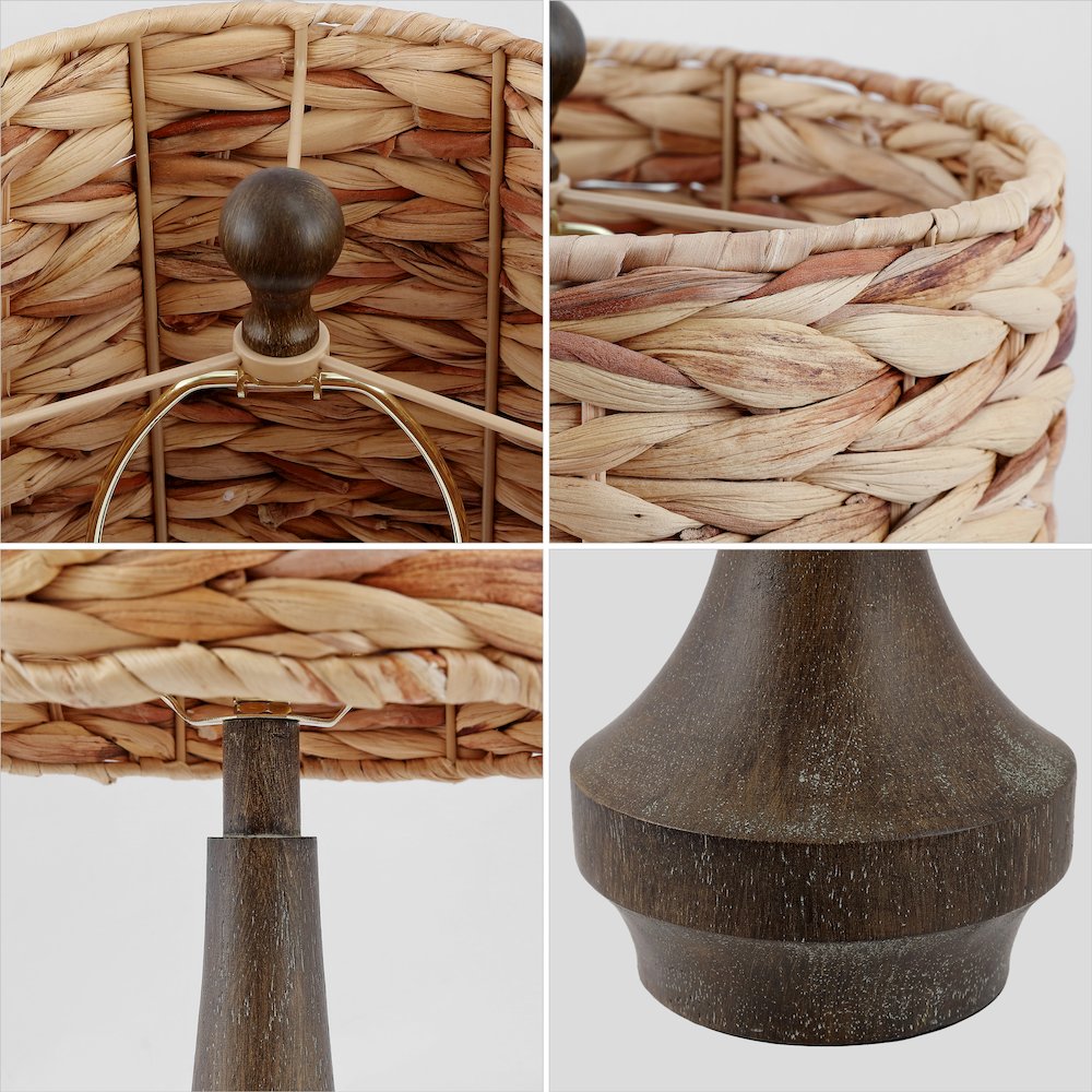 Theodore Rustic Farmhouse Handwoven Rattan/Resin Led Table Lamp. Picture 4