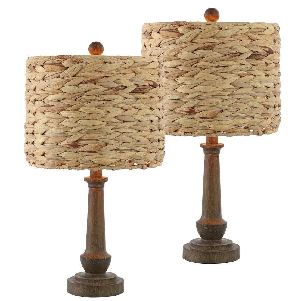 Leona Rustic Farmhouse Handwoven Rattan/Resin Led Table Lamp. Picture 1
