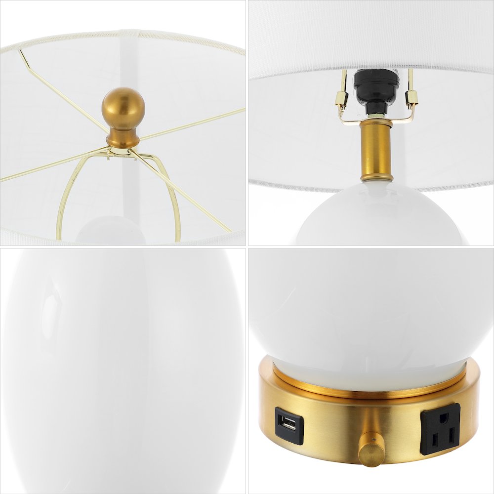 Reese 1-Outlet Contemporary Style Iron/Glass Led Table Lamp. Picture 3