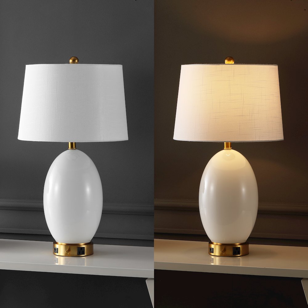 Reese 1-Outlet Contemporary Style Iron/Glass Led Table Lamp. Picture 5