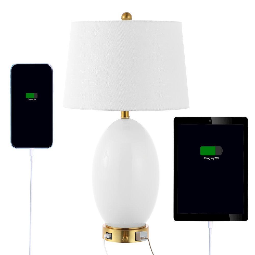 Reese 1-Outlet Contemporary Style Iron/Glass Led Table Lamp. Picture 2