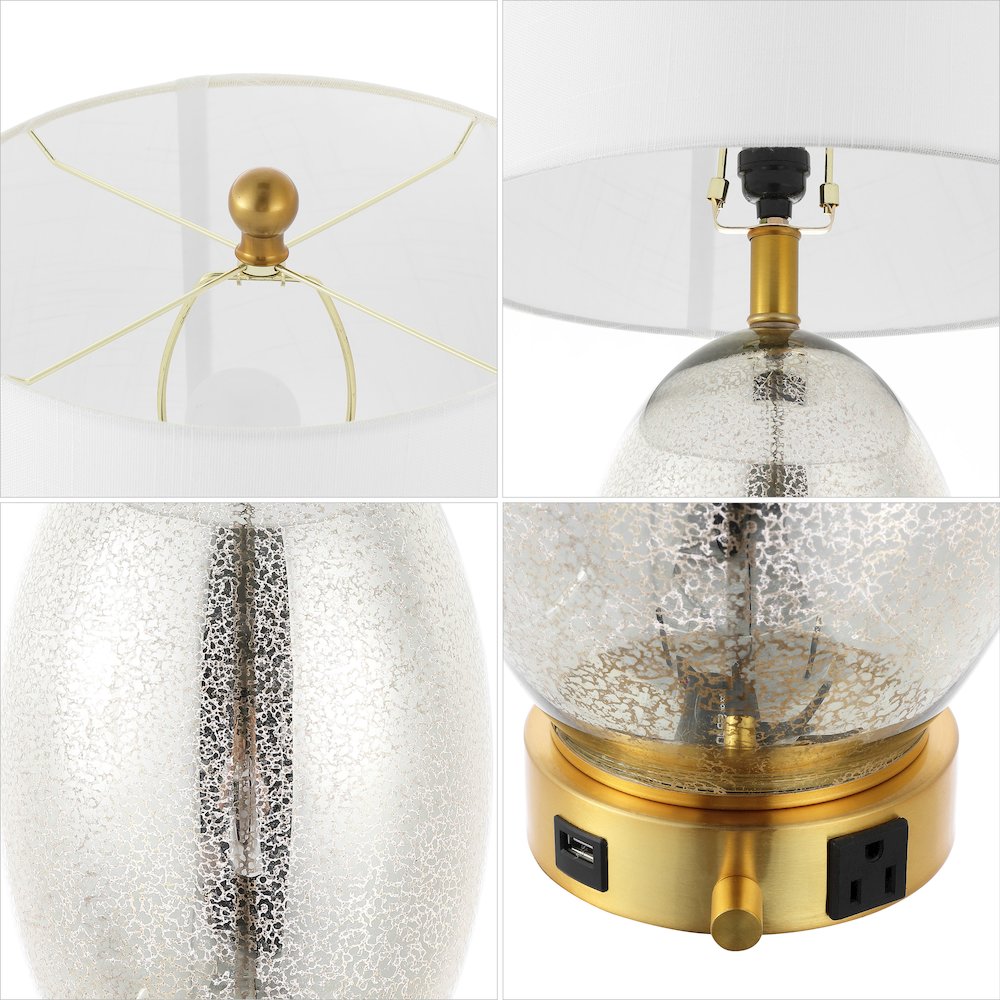 Reese 1-Outlet Contemporary Style Iron/Glass Led Table Lamp. Picture 3