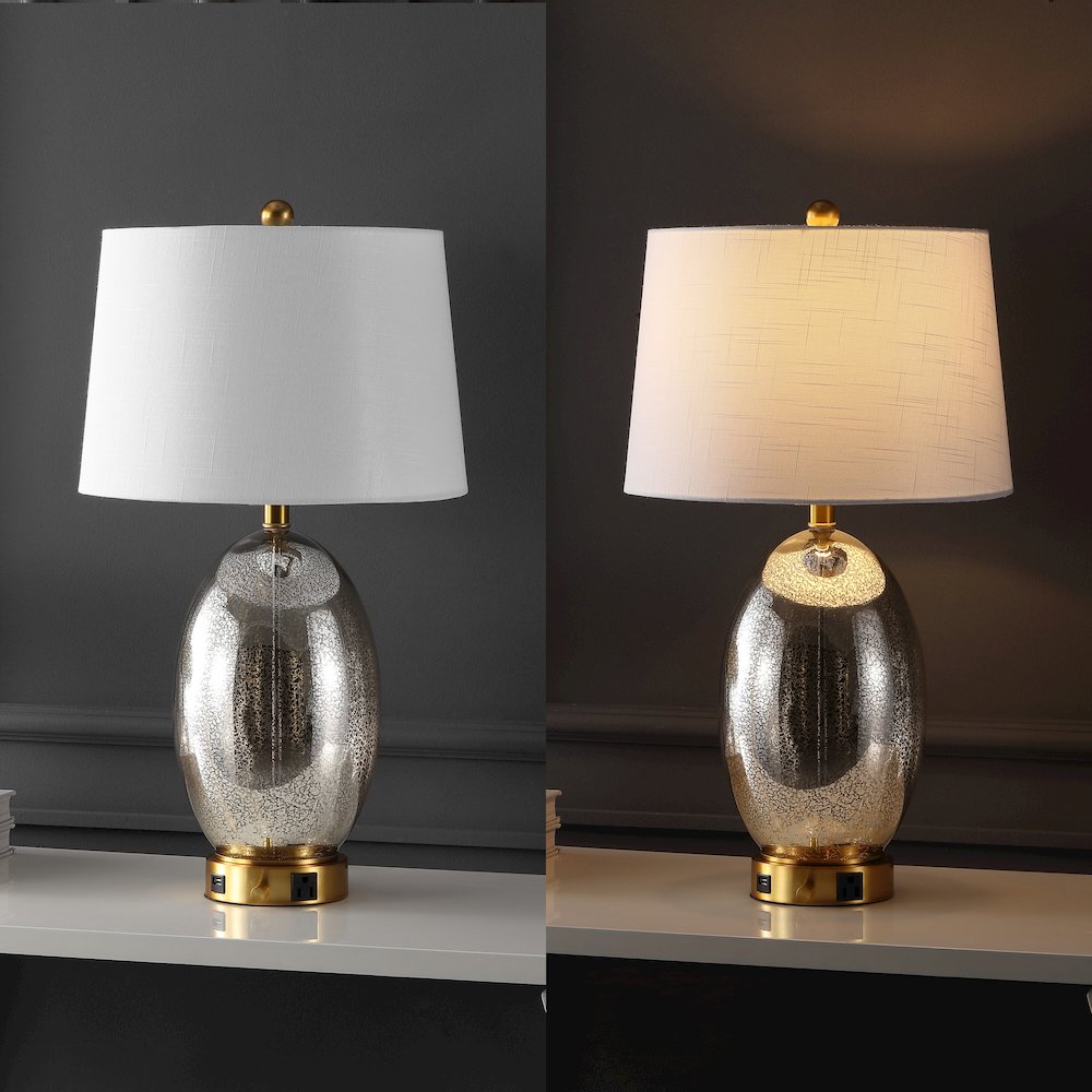 Reese 1-Outlet Contemporary Style Iron/Glass Led Table Lamp. Picture 5