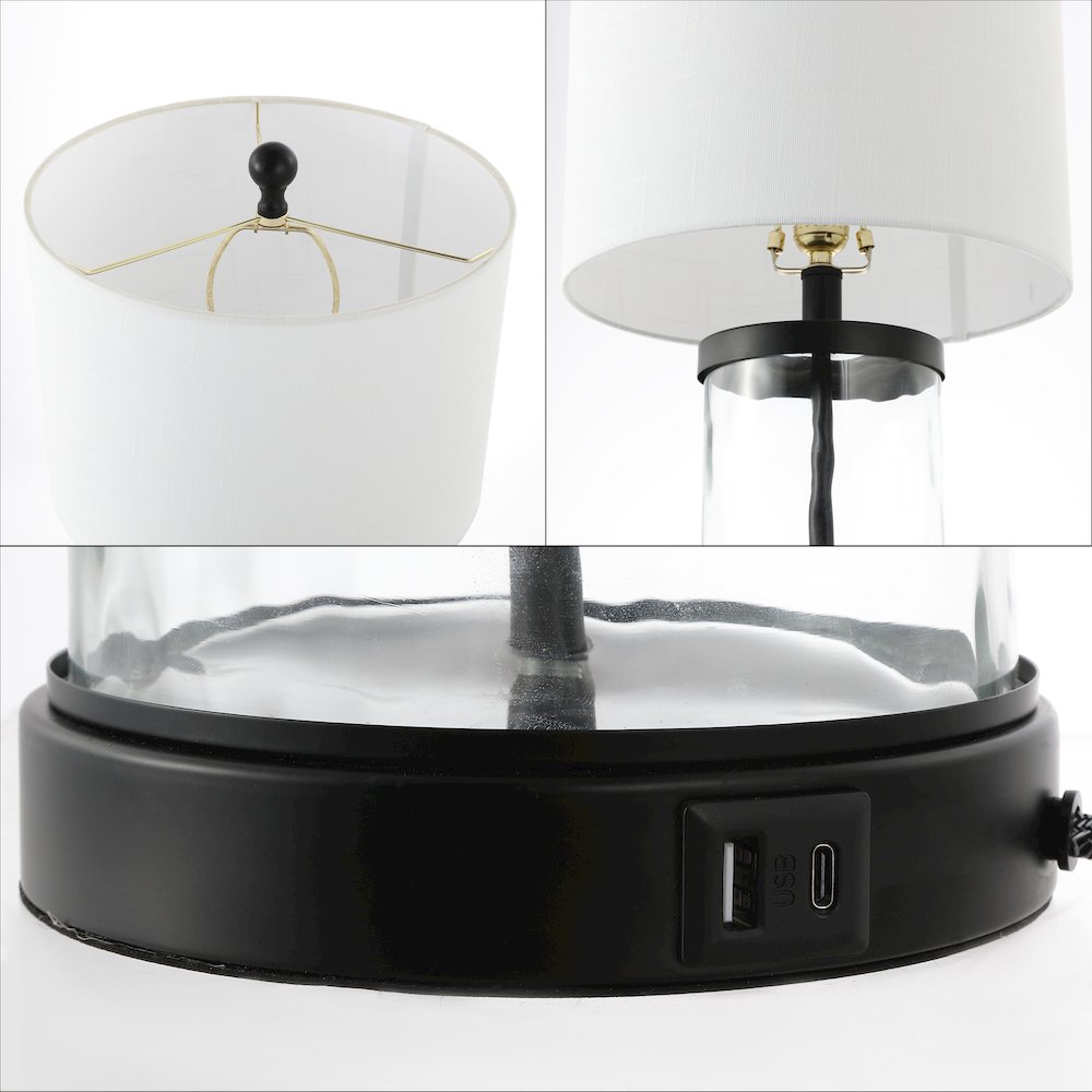Alexander Modern Designer Iron/Water Glass Led Table Lamp With Usb Charging Port. Picture 6