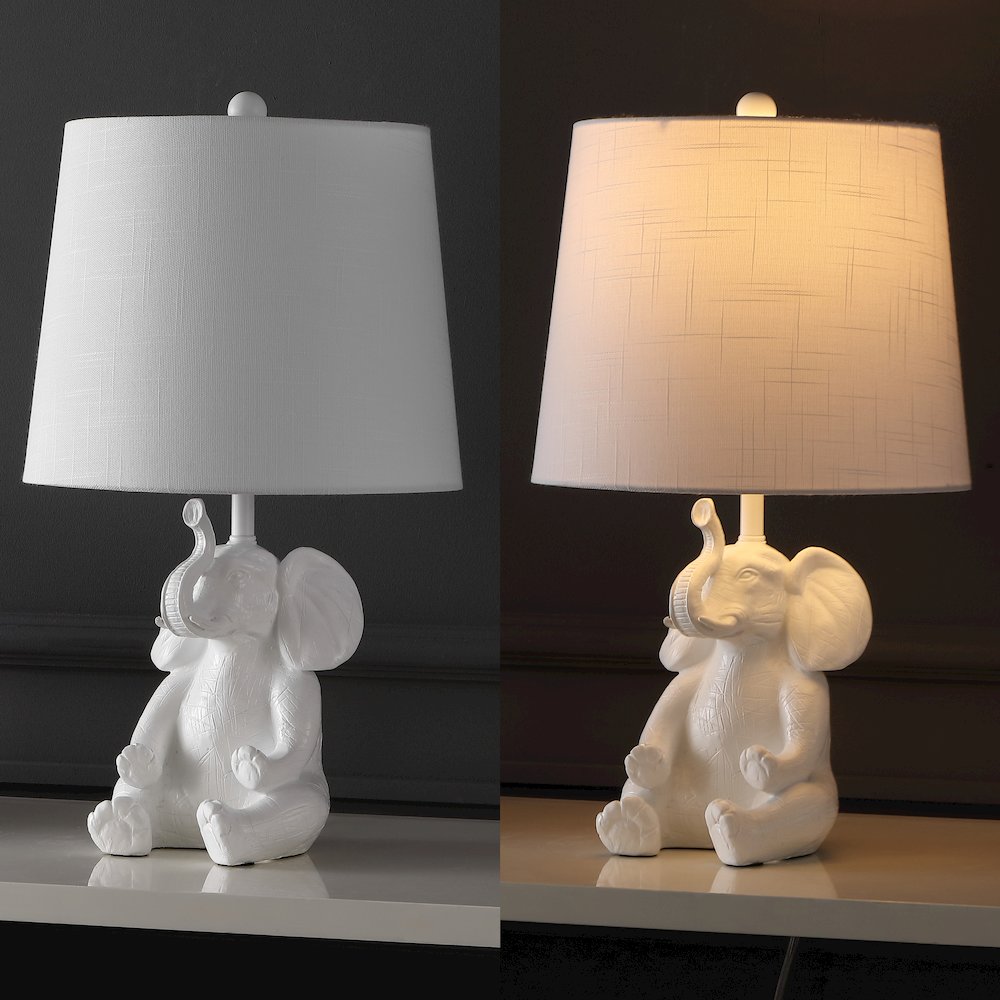 Kairi Modern Shabby Chic Resin/Iron Happy Elephant Led Kids' Table Lamp. Picture 7