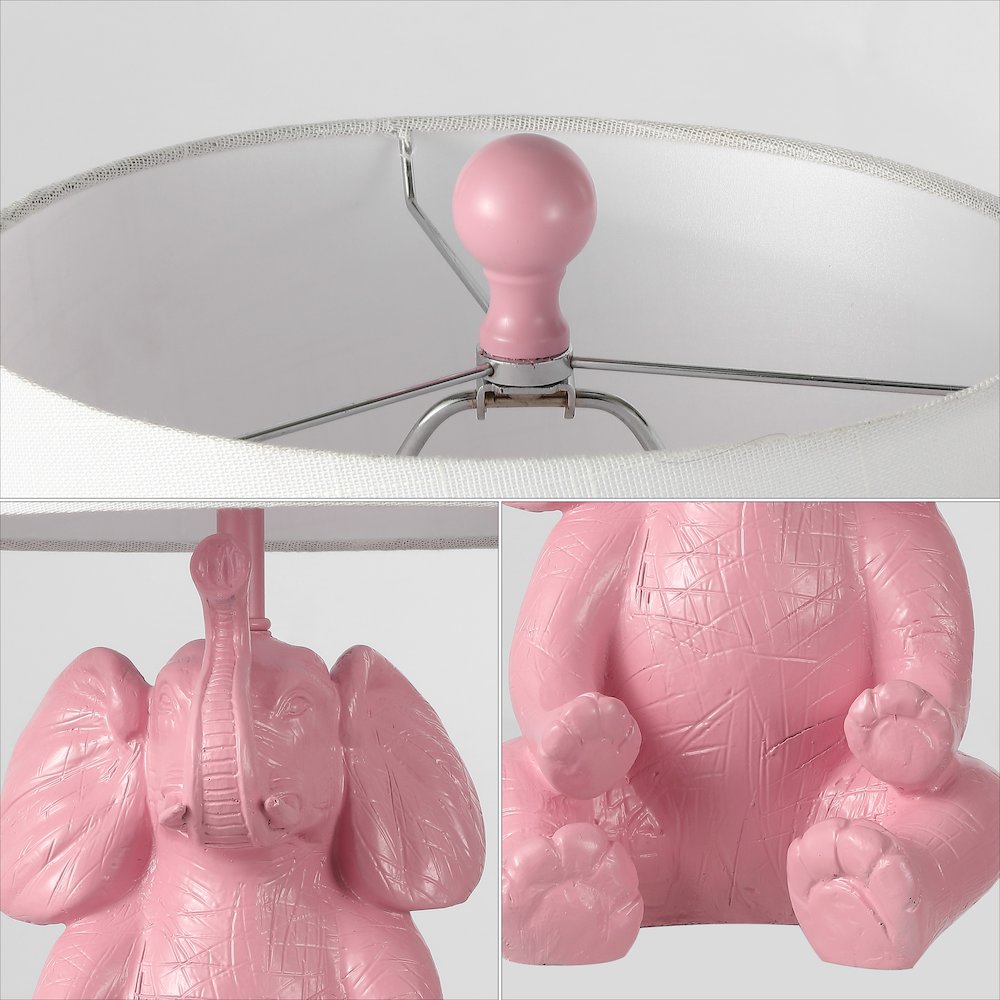 Kairi Modern Shabby Chic Resin/Iron Happy Elephant Led Kids' Table Lamp. Picture 2