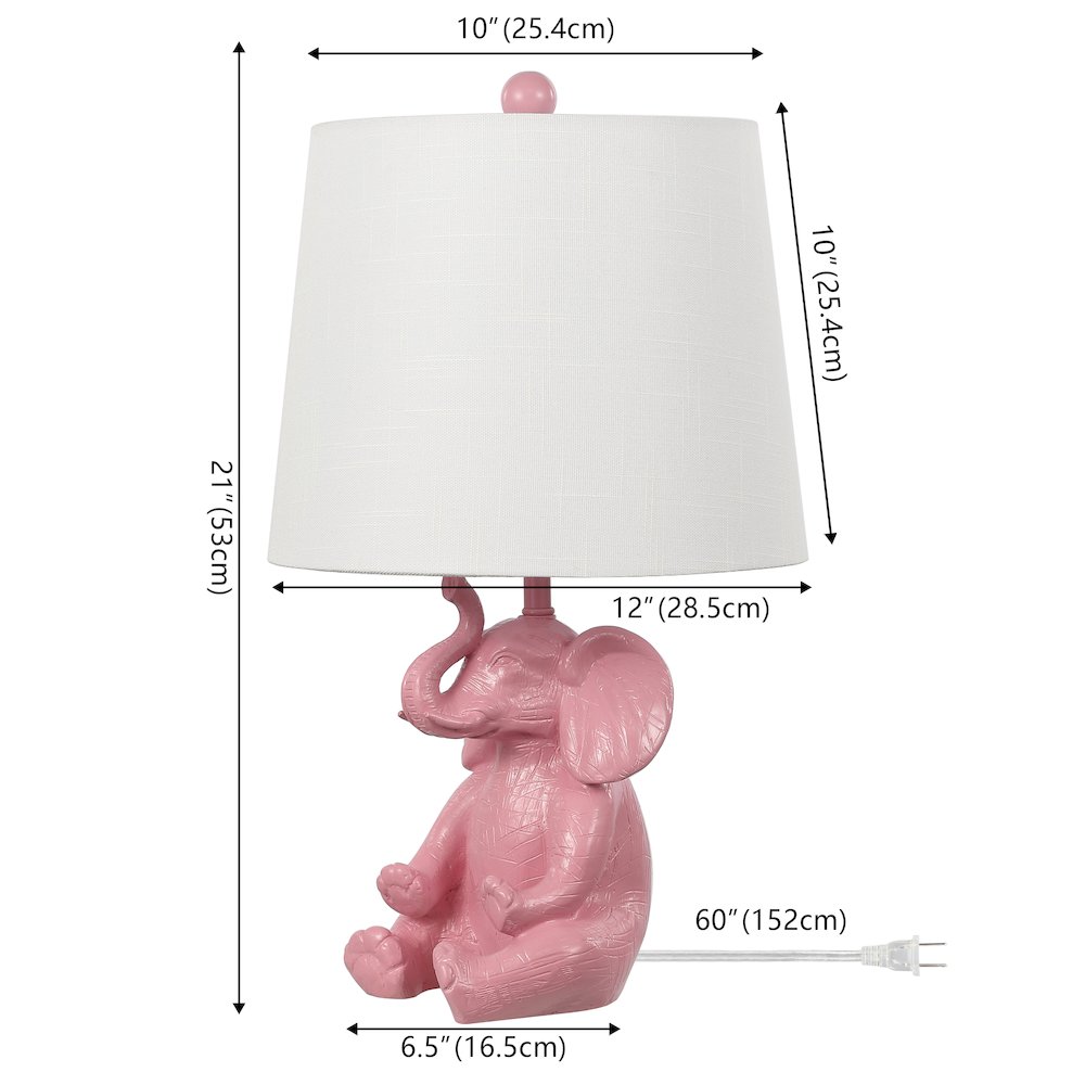 Kairi Modern Shabby Chic Resin/Iron Happy Elephant Led Kids' Table Lamp. Picture 3