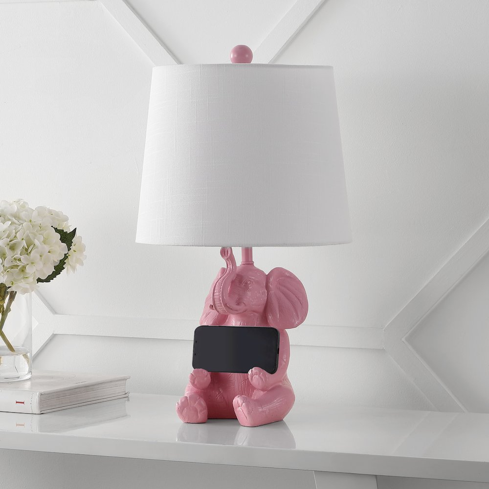 Kairi Modern Shabby Chic Resin/Iron Happy Elephant Led Kids' Table Lamp. Picture 1