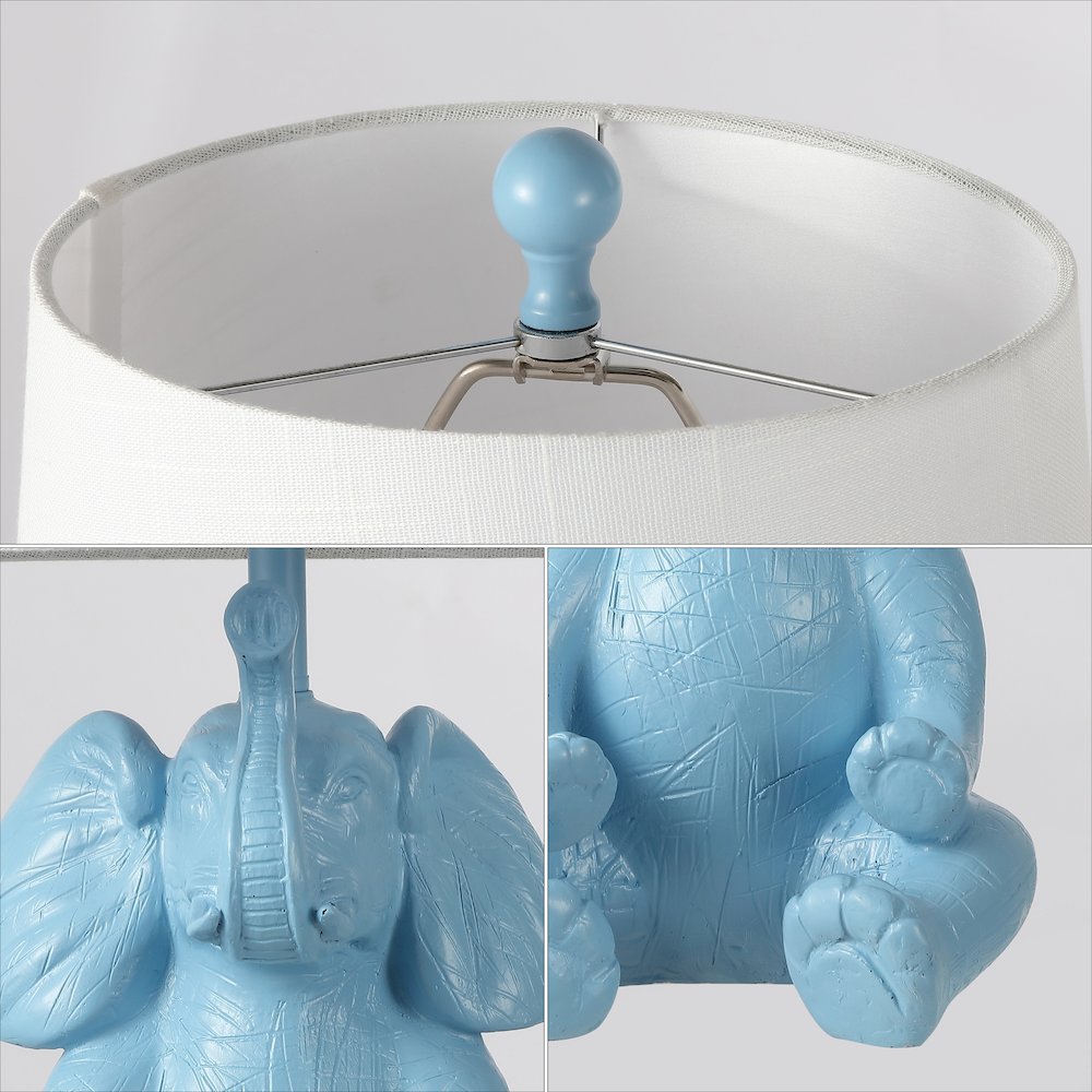 Kairi Modern Shabby Chic Resin/Iron Happy Elephant Led Kids' Table Lamp. Picture 2