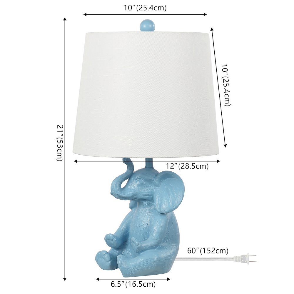 Kairi Modern Shabby Chic Resin/Iron Happy Elephant Led Kids' Table Lamp. Picture 3
