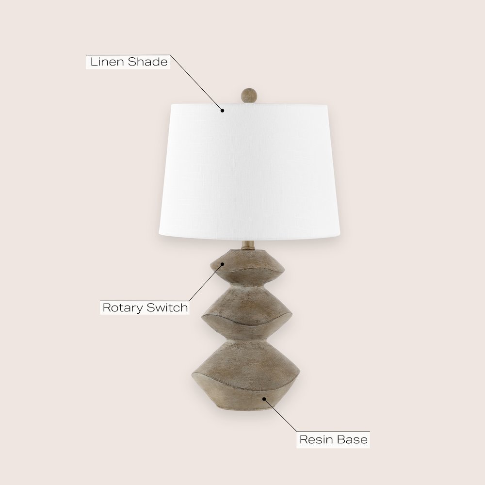Laken Minimalist Coastal Resin/Iron 3-Stack Cairn Led Table Lamp. Picture 5