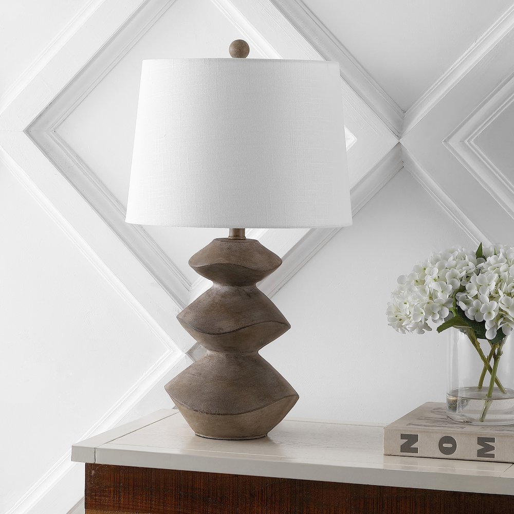 Laken Minimalist Coastal Resin/Iron 3-Stack Cairn Led Table Lamp. Picture 1