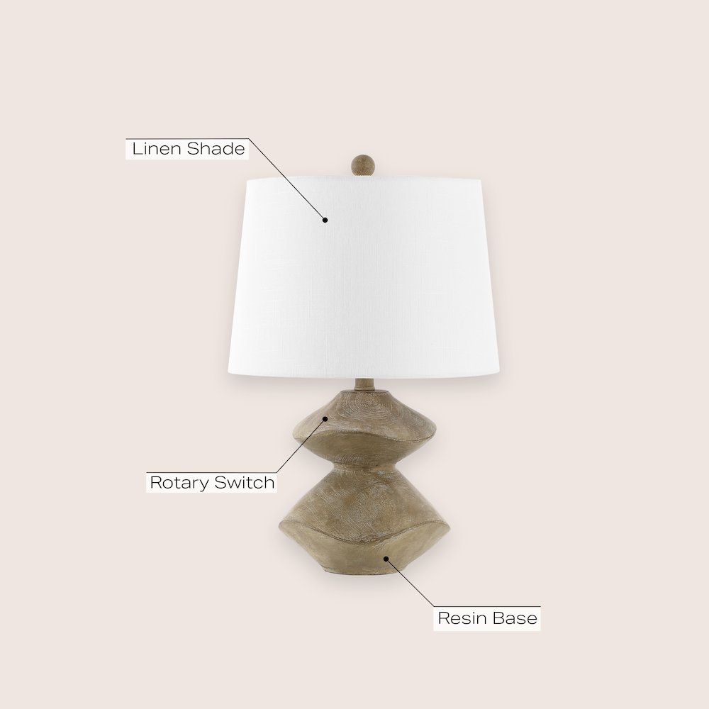 Laken Minimalist Coastal Resin/Iron 2-Stack Cairn Led Table Lamp. Picture 5