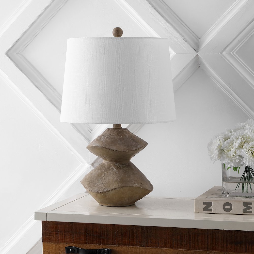 Laken Minimalist Coastal Resin/Iron 2-Stack Cairn Led Table Lamp. Picture 1