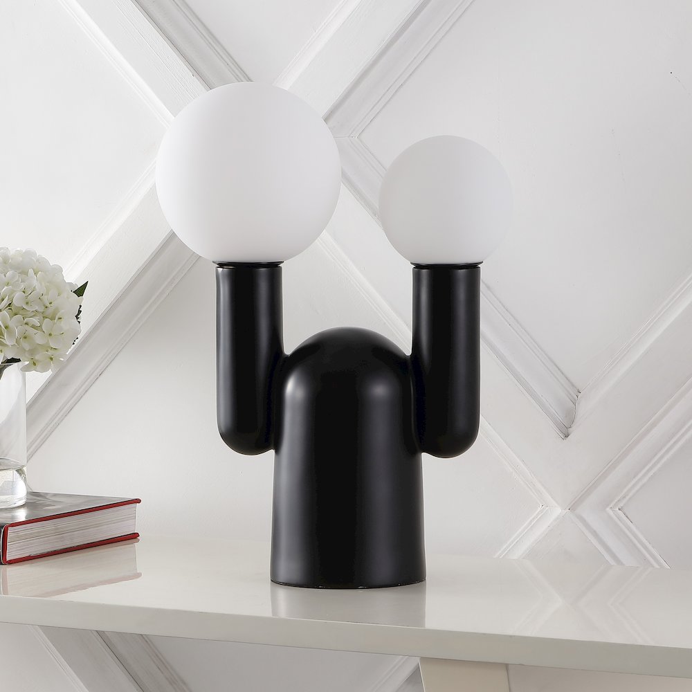 Mid-Century Resin/Iron/Frosted Glass Nordic Cactus Led Table Lamp. Picture 1