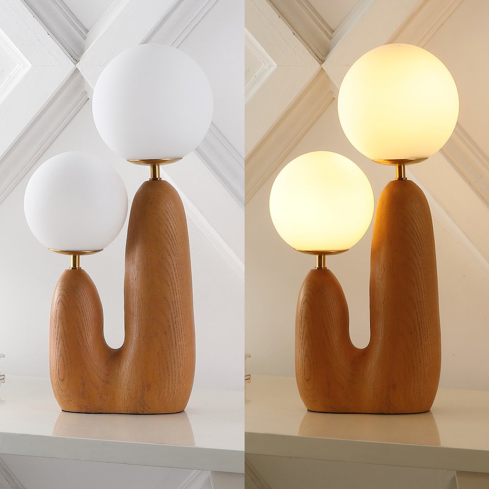 Bohemian Resin/Iron/Frosted Glass Danish Cactus Led Table Lamp. Picture 6
