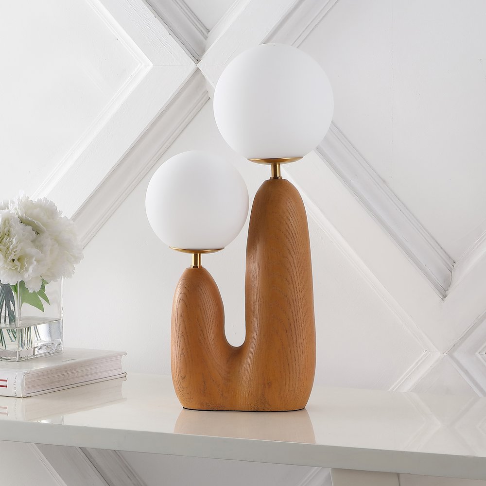 Bohemian Resin/Iron/Frosted Glass Danish Cactus Led Table Lamp. Picture 1