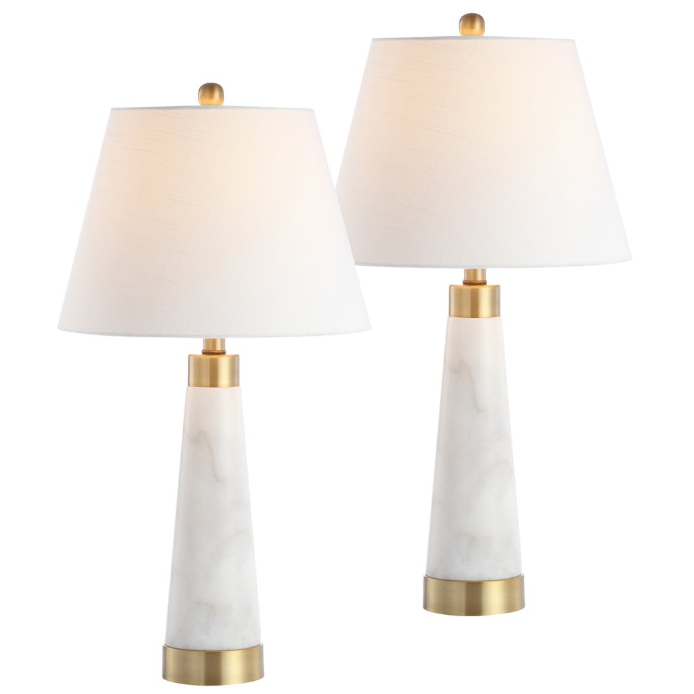 Travis Marbleiron Gold Modern Column Led Table Lamp (Set Of 2). Picture 1