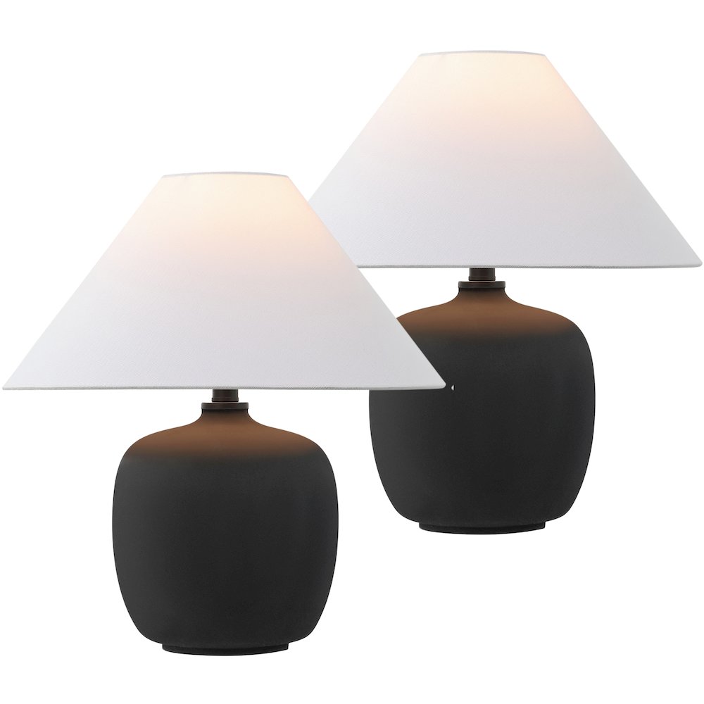 Resin/Iron LED Table Lamp, Matte Black (Set of 2). Picture 1