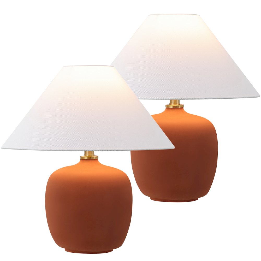 Resin/Iron LED Table Lamp, Matte Wine Red (Set of 2). Picture 1